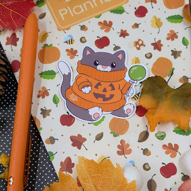 Pumpkin Sweater Cat Sticker