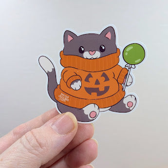 Pumpkin Sweater Cat Sticker