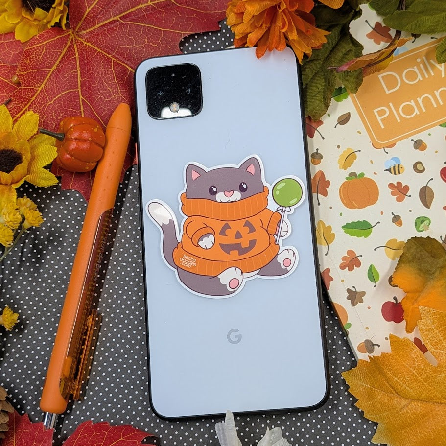 Pumpkin Sweater Cat Sticker