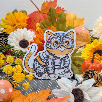 Sugar Skull Cat Sticker