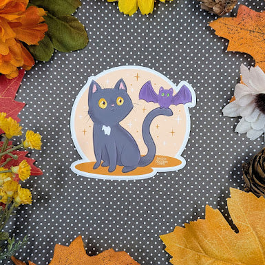 Black Cat and Bat Sticker