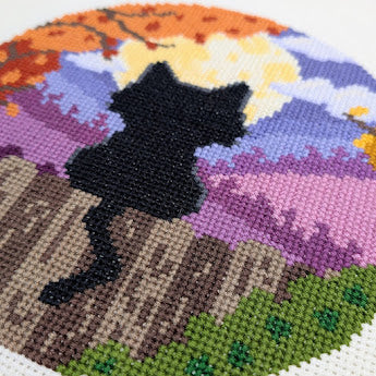 Moonlight Cat Cross Stitch Pattern