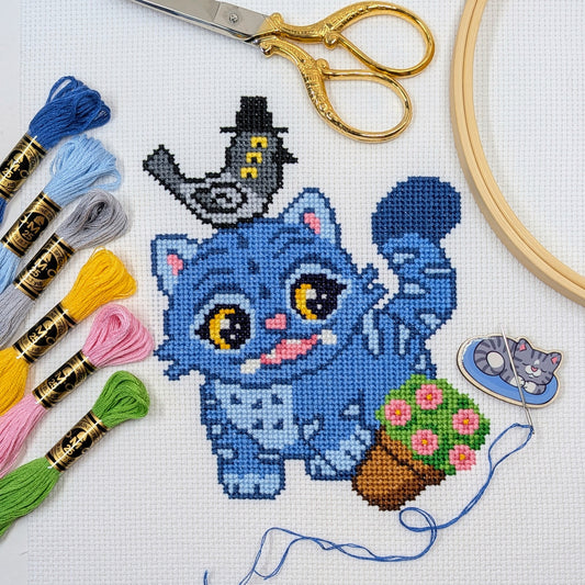 Derpy Tiger Flower Pot Cross Stitch Pattern