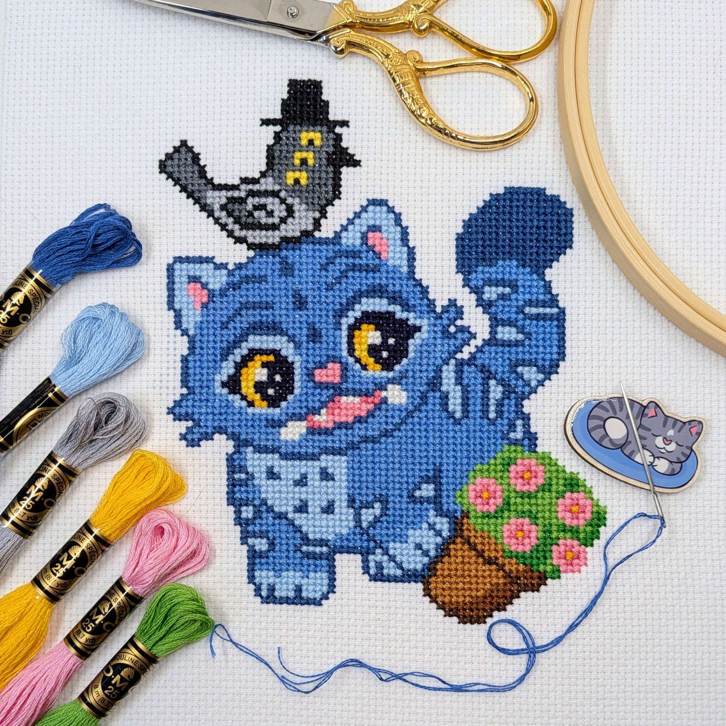 Derpy Tiger Flower Pot Cross Stitch Pattern