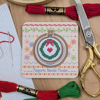 Stitched Christmas Wreath Needle Minder