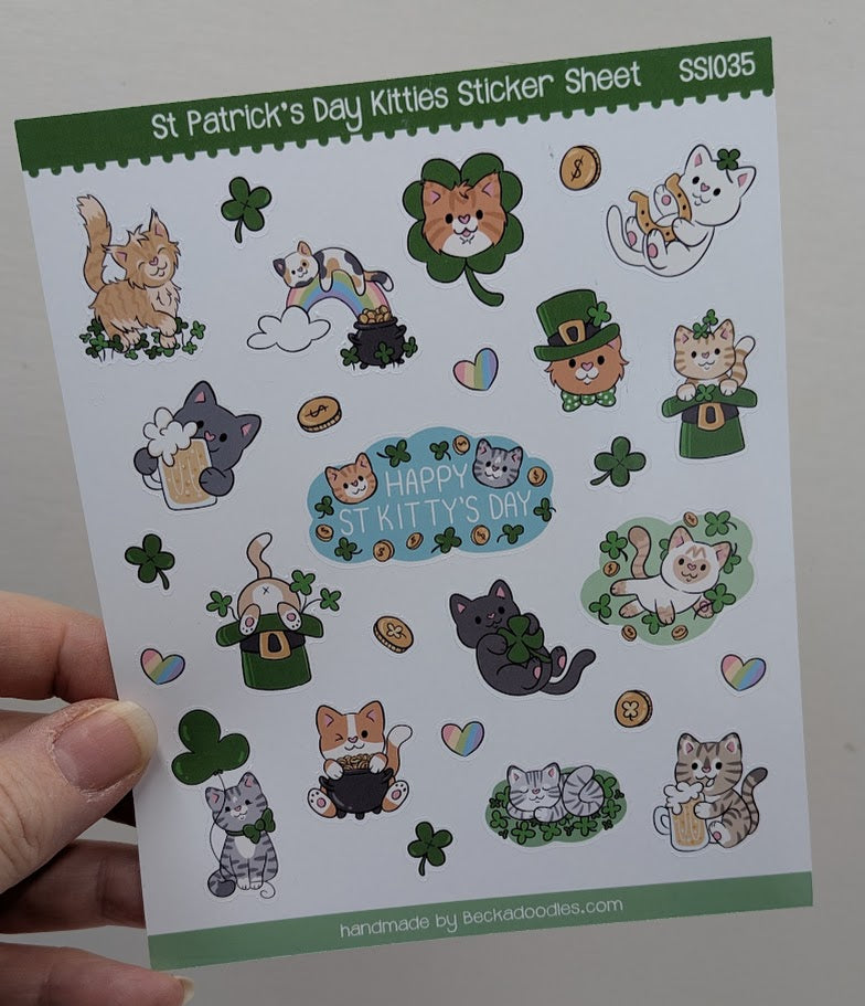St Patrick's Day Cats Sticker Sheet