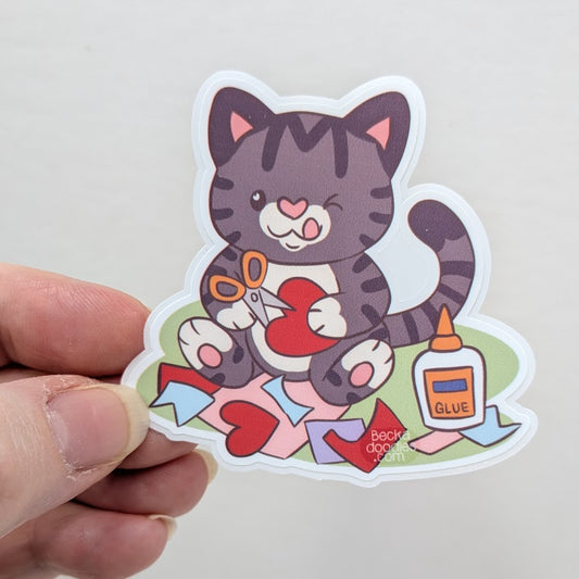 Paper Crafting Cat Sticker