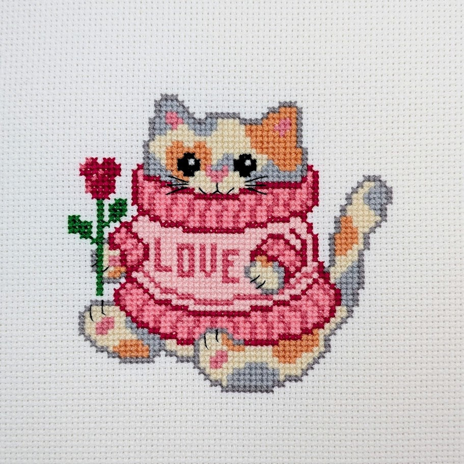 Love Sweater Cat Cross Stitch Pattern