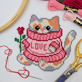 Love Sweater Cat Cross Stitch Pattern