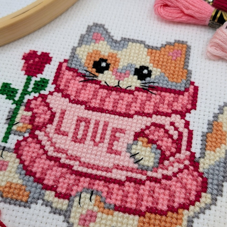 Love Sweater Cat Cross Stitch Pattern