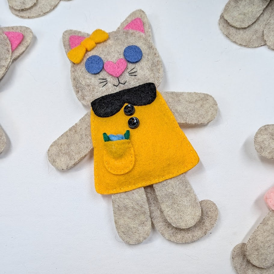 Beige Little Kitty Dolly Felt Plush Toy