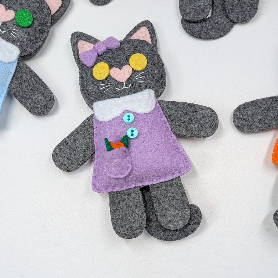 Dark Gray Little Kitty Dolly Felt Plush Toy