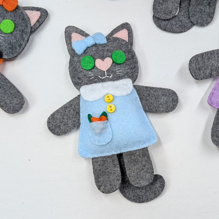Dark Gray Little Kitty Dolly Felt Plush Toy