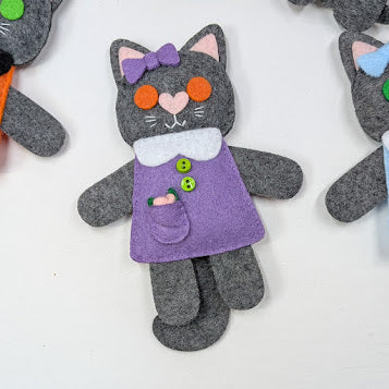 Dark Gray Little Kitty Dolly Felt Plush Toy