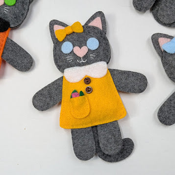 Dark Gray Little Kitty Dolly Felt Plush Toy