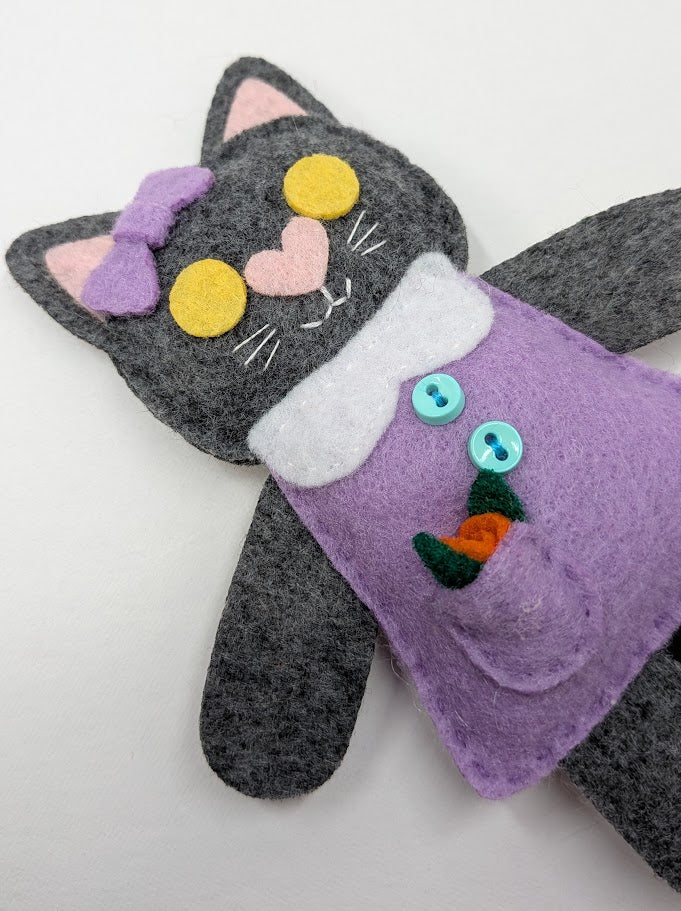 Dark Gray Little Kitty Dolly Felt Plush Toy
