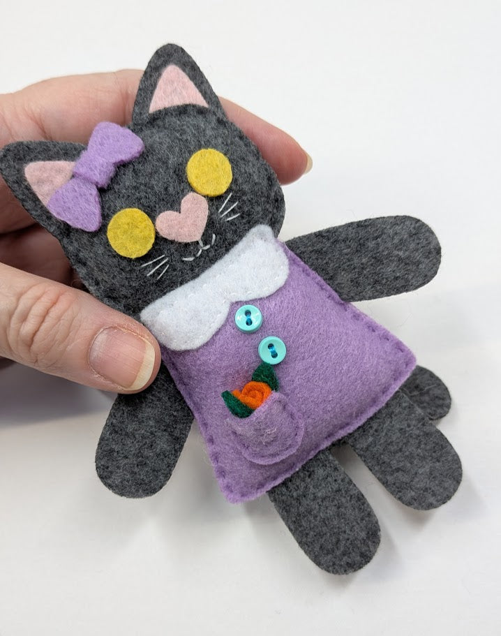 Dark Gray Little Kitty Dolly Felt Plush Toy