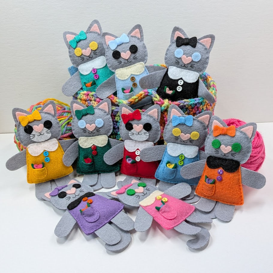 Gray Little Kitty Dolly Felt Plush Toy