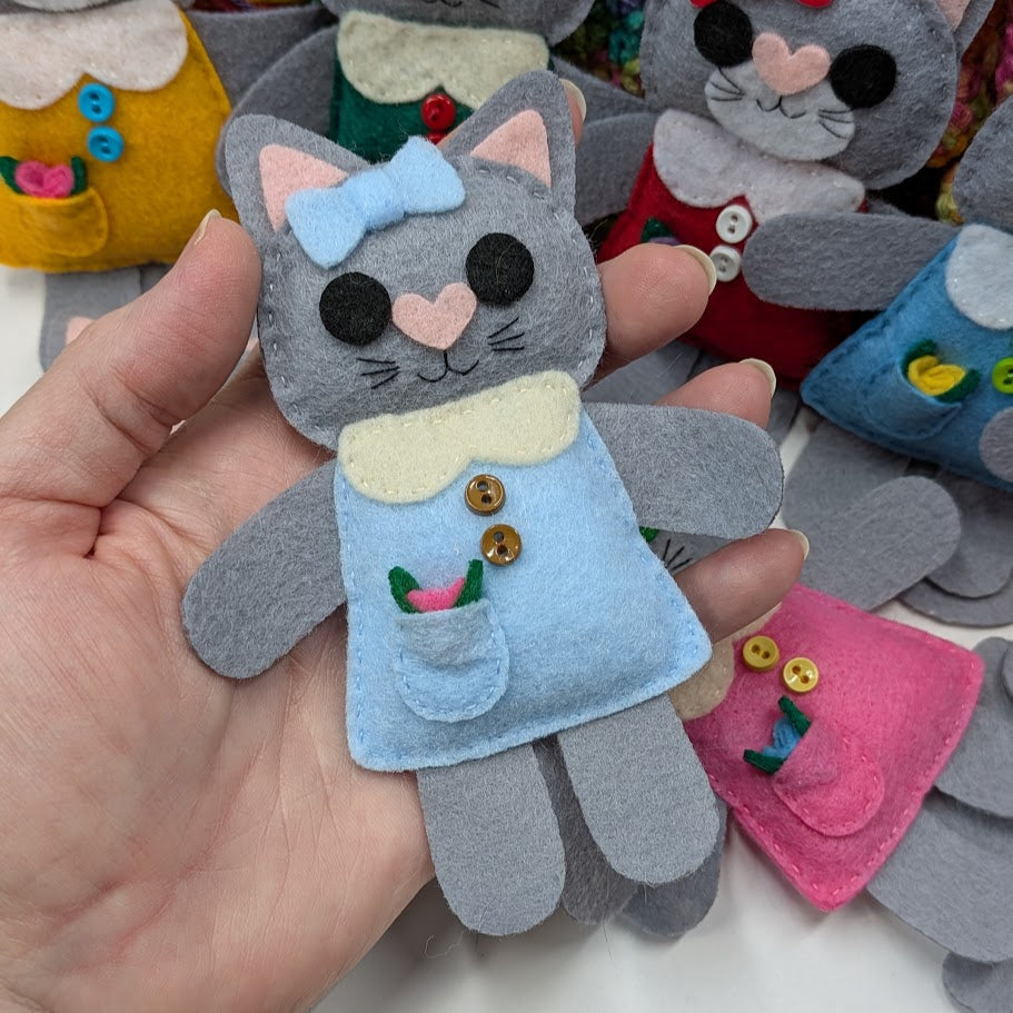 Gray Little Kitty Dolly Felt Plush Toy