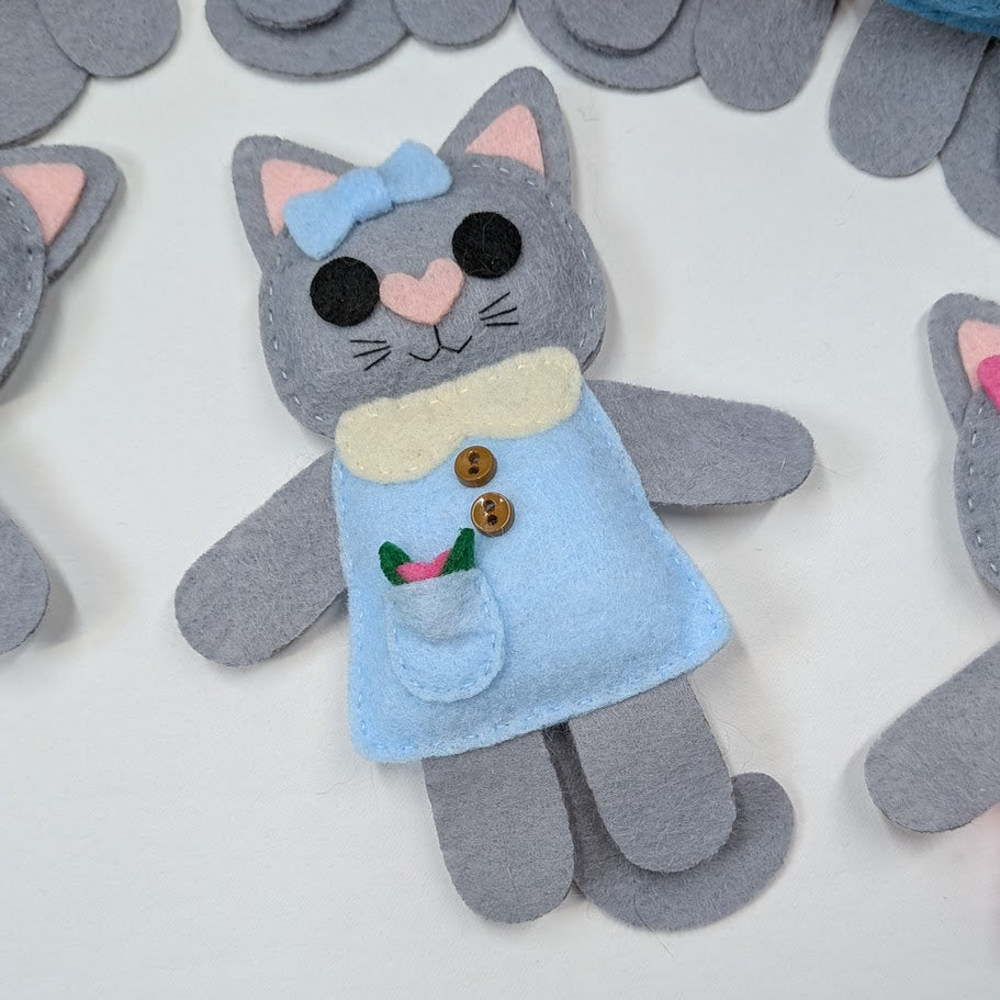 Gray Little Kitty Dolly Felt Plush Toy