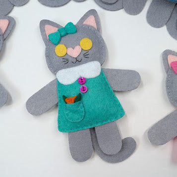Gray Little Kitty Dolly Felt Plush Toy