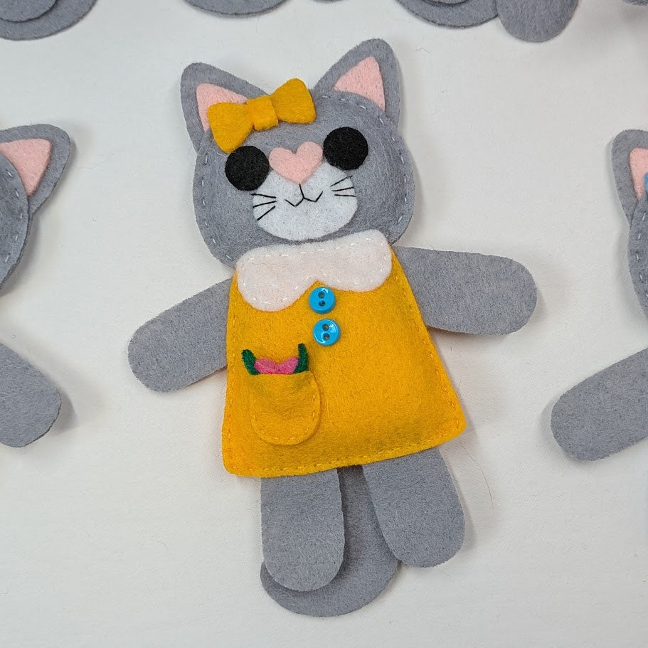 Gray Little Kitty Dolly Felt Plush Toy