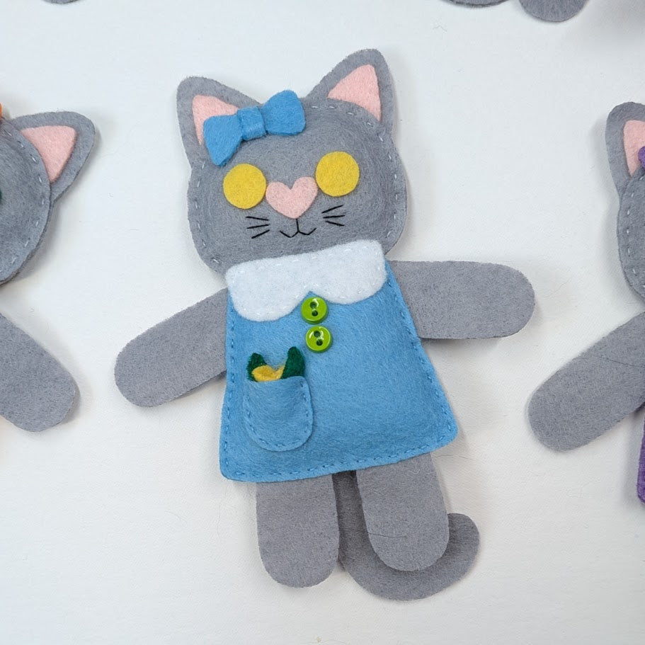 Gray Little Kitty Dolly Felt Plush Toy