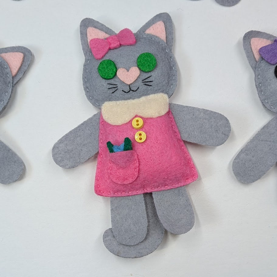 Gray Little Kitty Dolly Felt Plush Toy