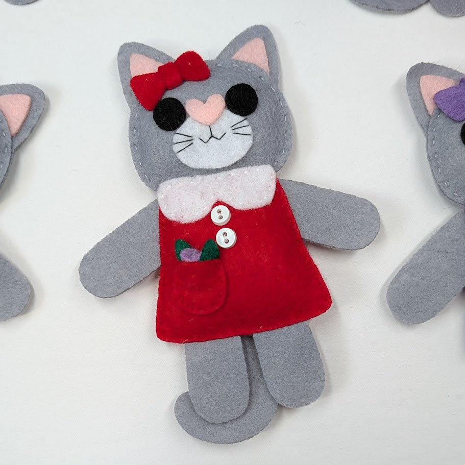 Gray Little Kitty Dolly Felt Plush Toy