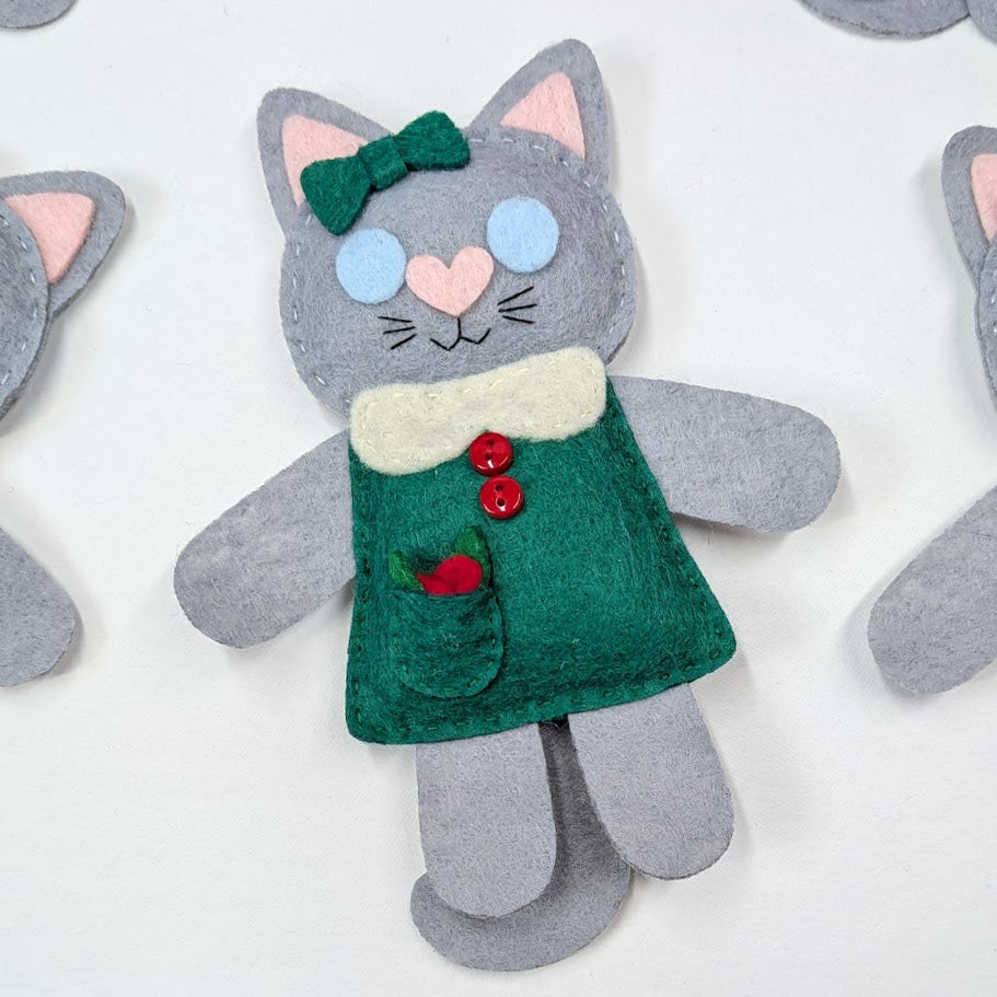 Gray Little Kitty Dolly Felt Plush Toy