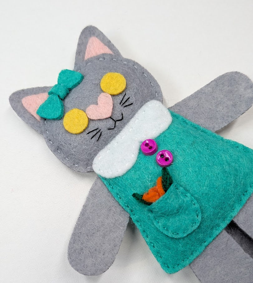 Gray Little Kitty Dolly Felt Plush Toy