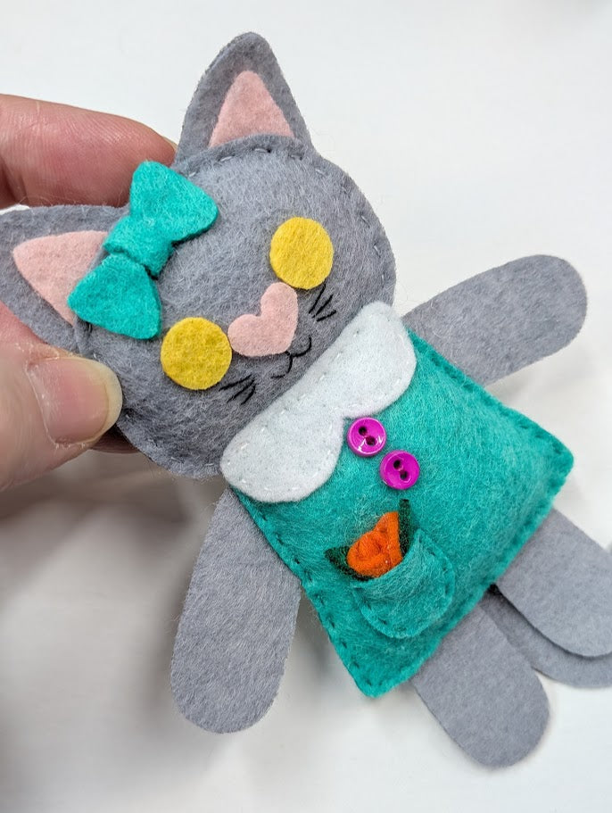 Gray Little Kitty Dolly Felt Plush Toy
