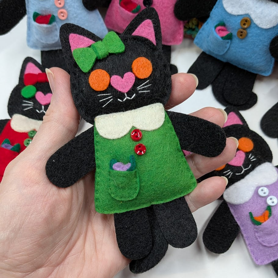 Black Little Kitty Dolly Felt Plush Toy
