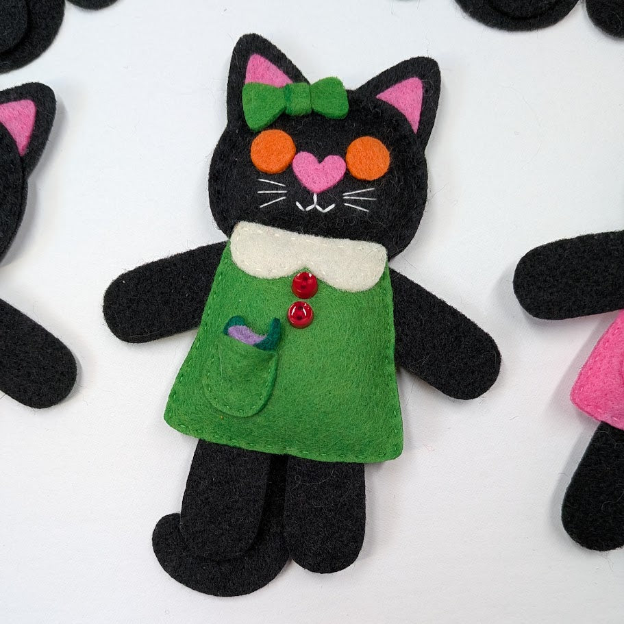 Black Little Kitty Dolly Felt Plush Toy