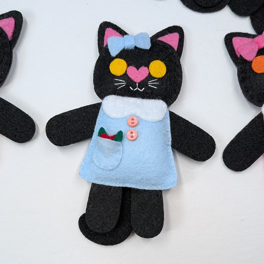 Black Little Kitty Dolly Felt Plush Toy