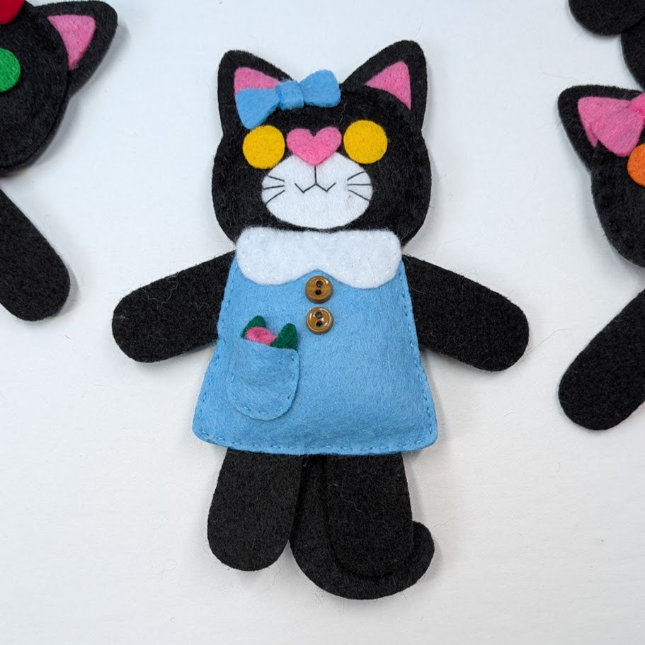 Black Little Kitty Dolly Felt Plush Toy