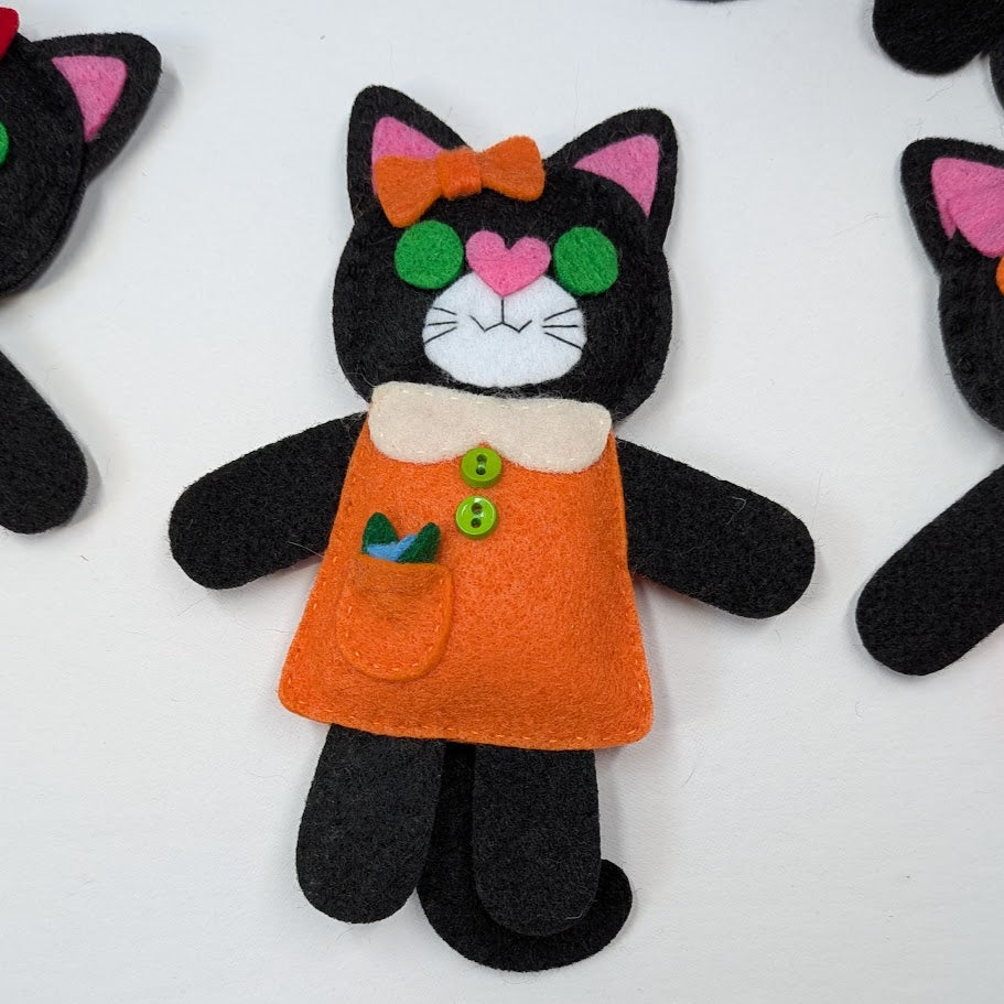Black Little Kitty Dolly Felt Plush Toy