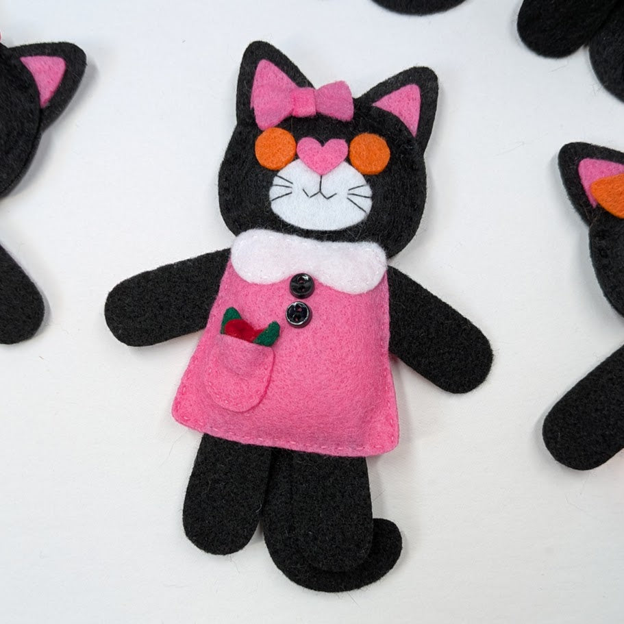 Black Little Kitty Dolly Felt Plush Toy