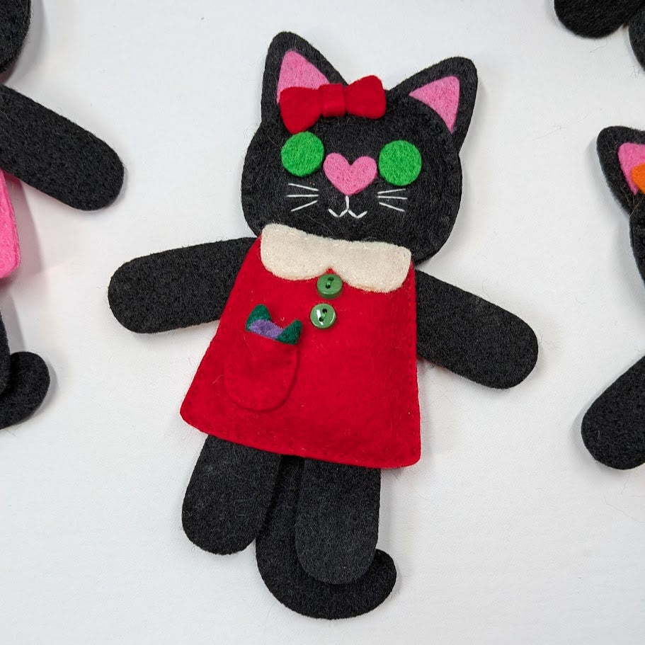 Black Little Kitty Dolly Felt Plush Toy