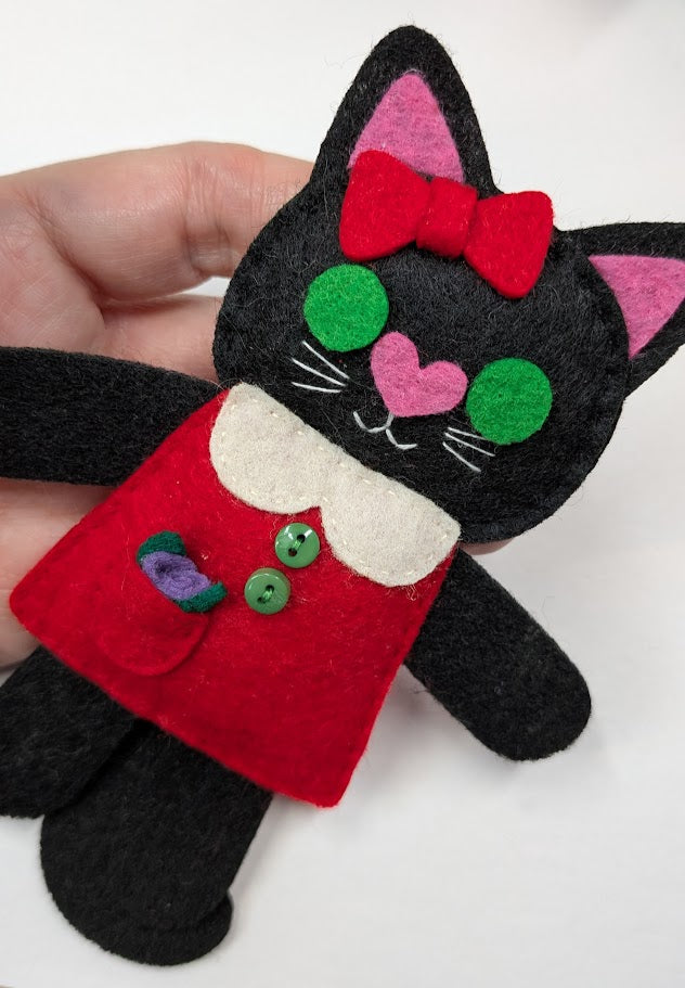 Black Little Kitty Dolly Felt Plush Toy