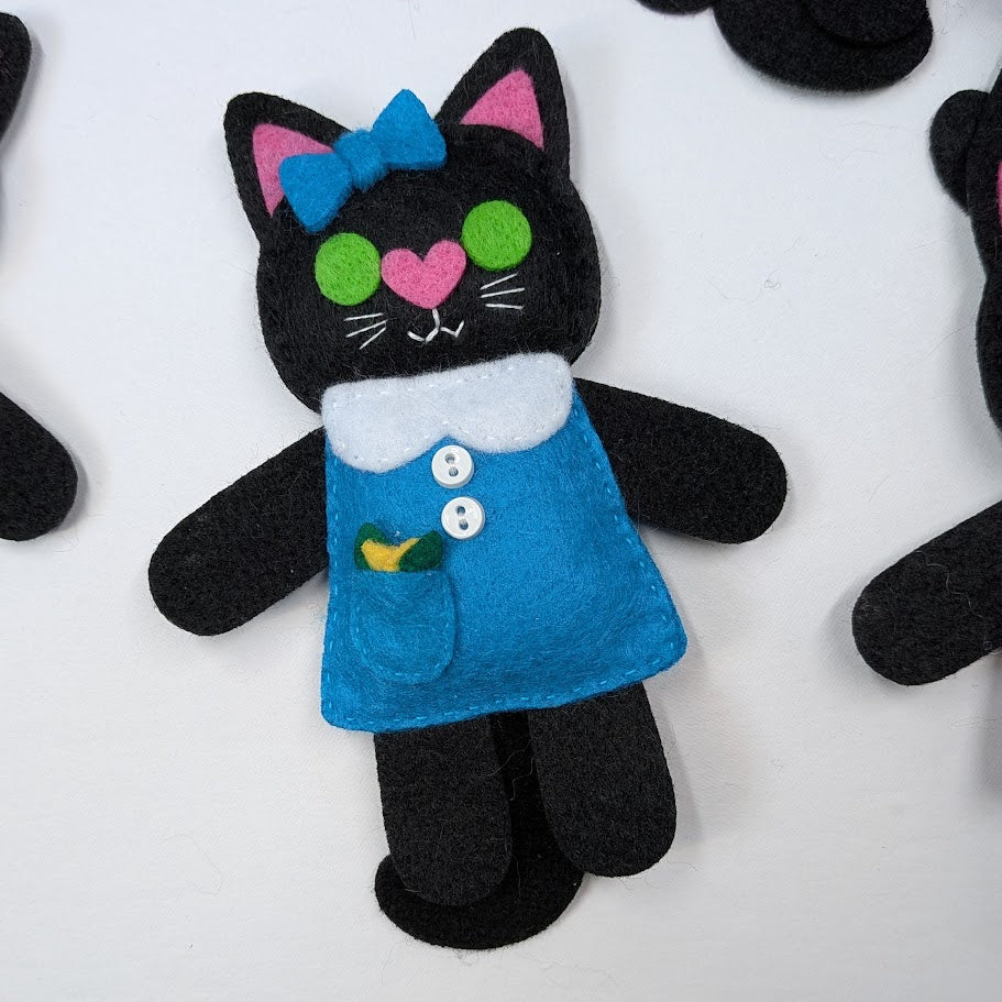 Black Little Kitty Dolly Felt Plush Toy