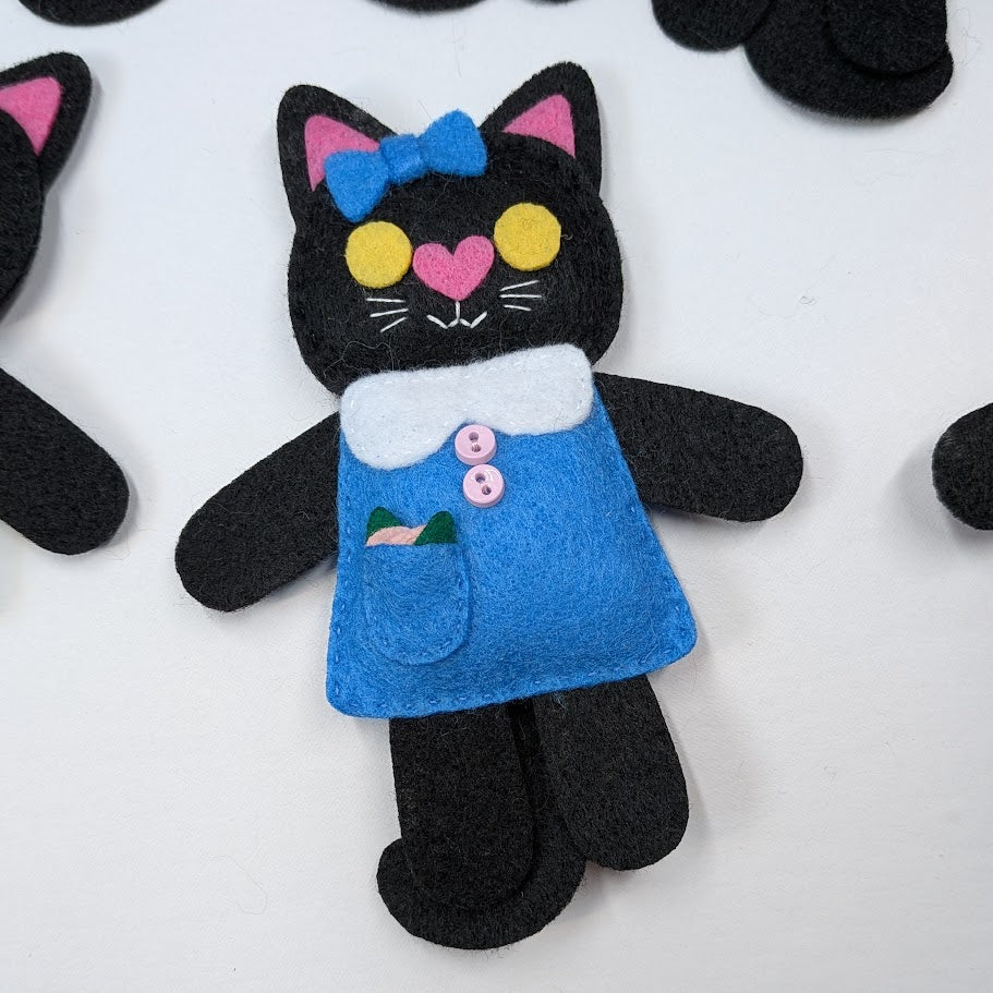 Black Little Kitty Dolly Felt Plush Toy