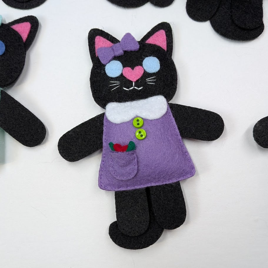 Black Little Kitty Dolly Felt Plush Toy