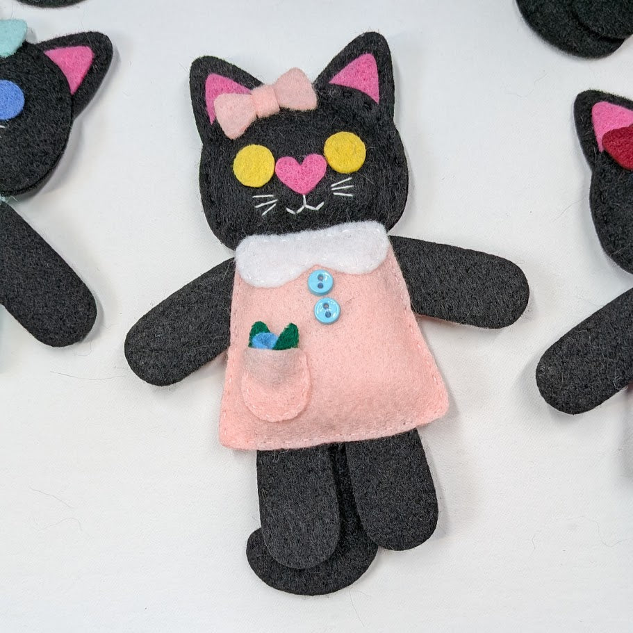 Black Little Kitty Dolly Felt Plush Toy
