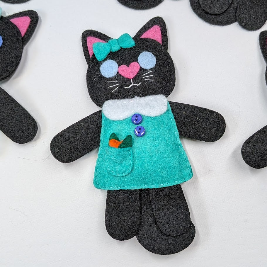 Black Little Kitty Dolly Felt Plush Toy
