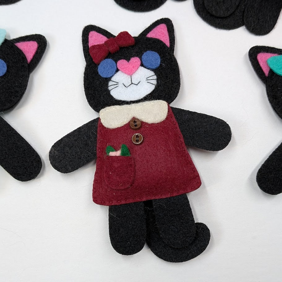 Black Little Kitty Dolly Felt Plush Toy
