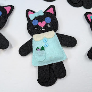 Black Little Kitty Dolly Felt Plush Toy