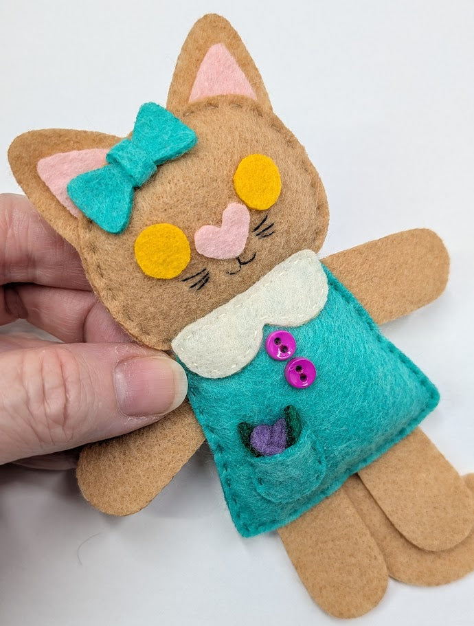 Brown Little Kitty Dolly Felt Plush Toy