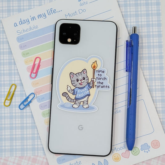 Time to Torch Tyrants Cat Sticker