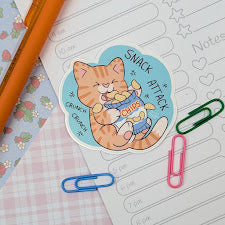 Snack Attack Cat Sticker